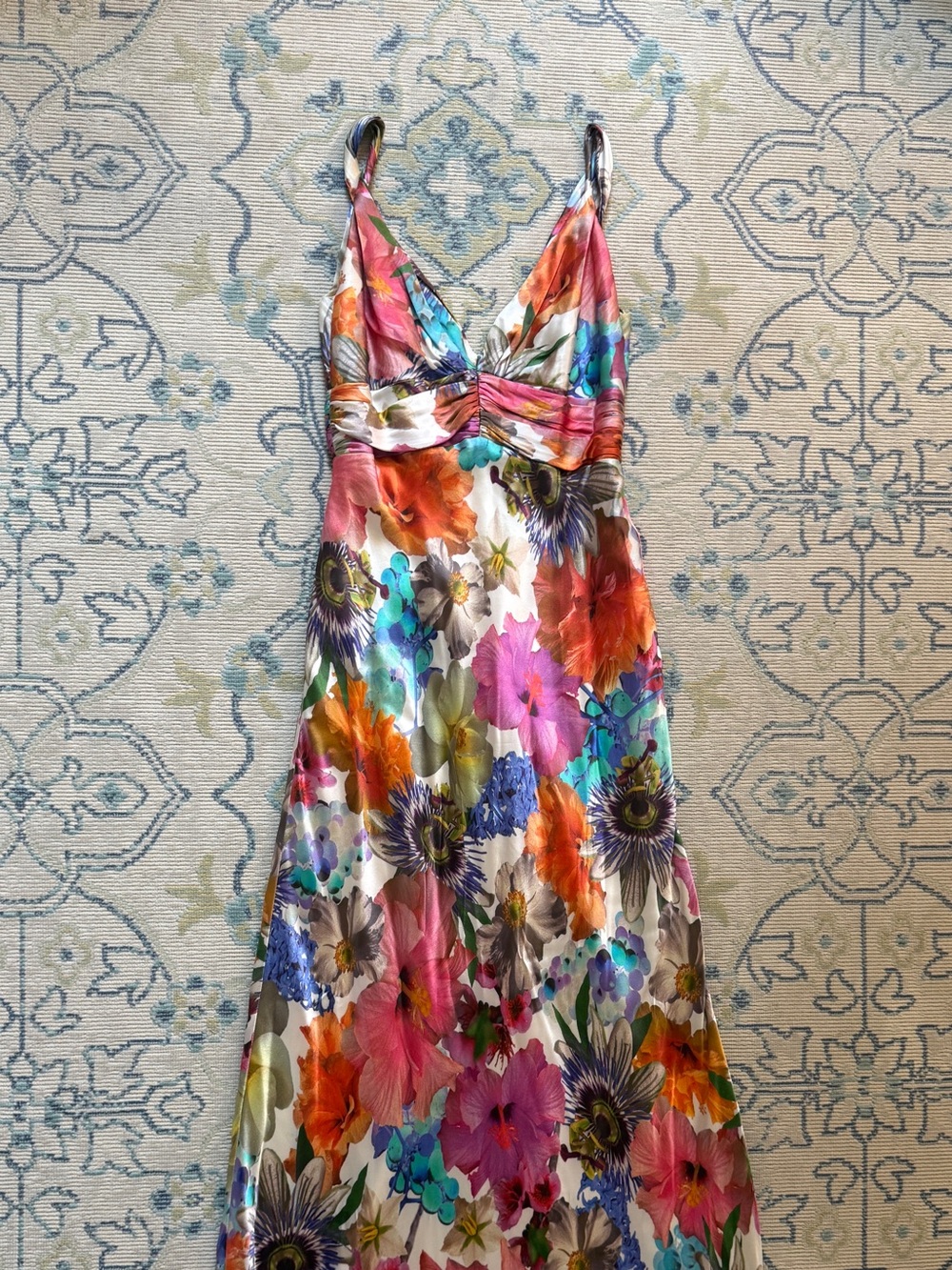 Floral V-Neck Maxi Dress in Multicolor